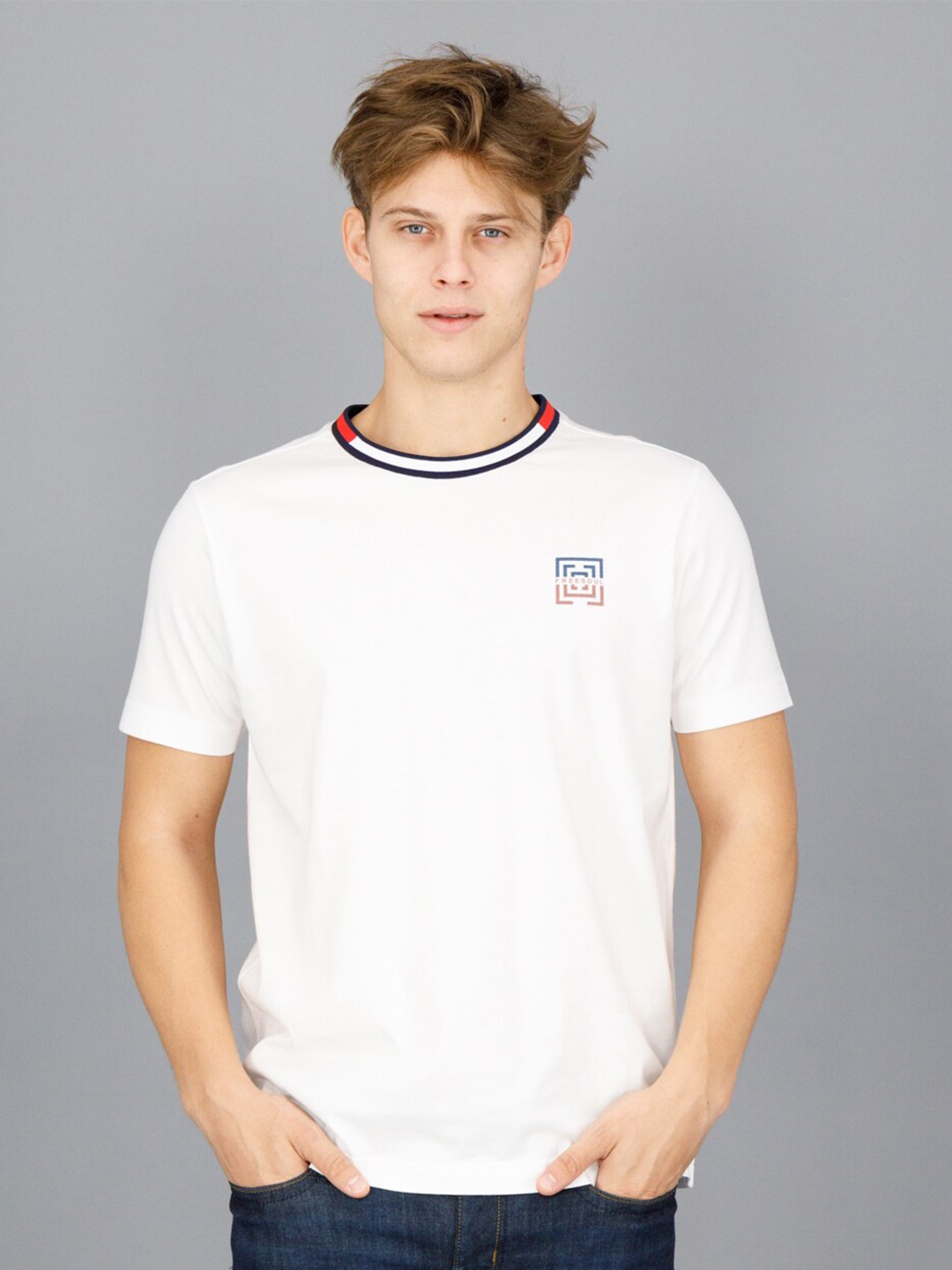 

FREESOUL Men White Pure Cotton T-shirt
