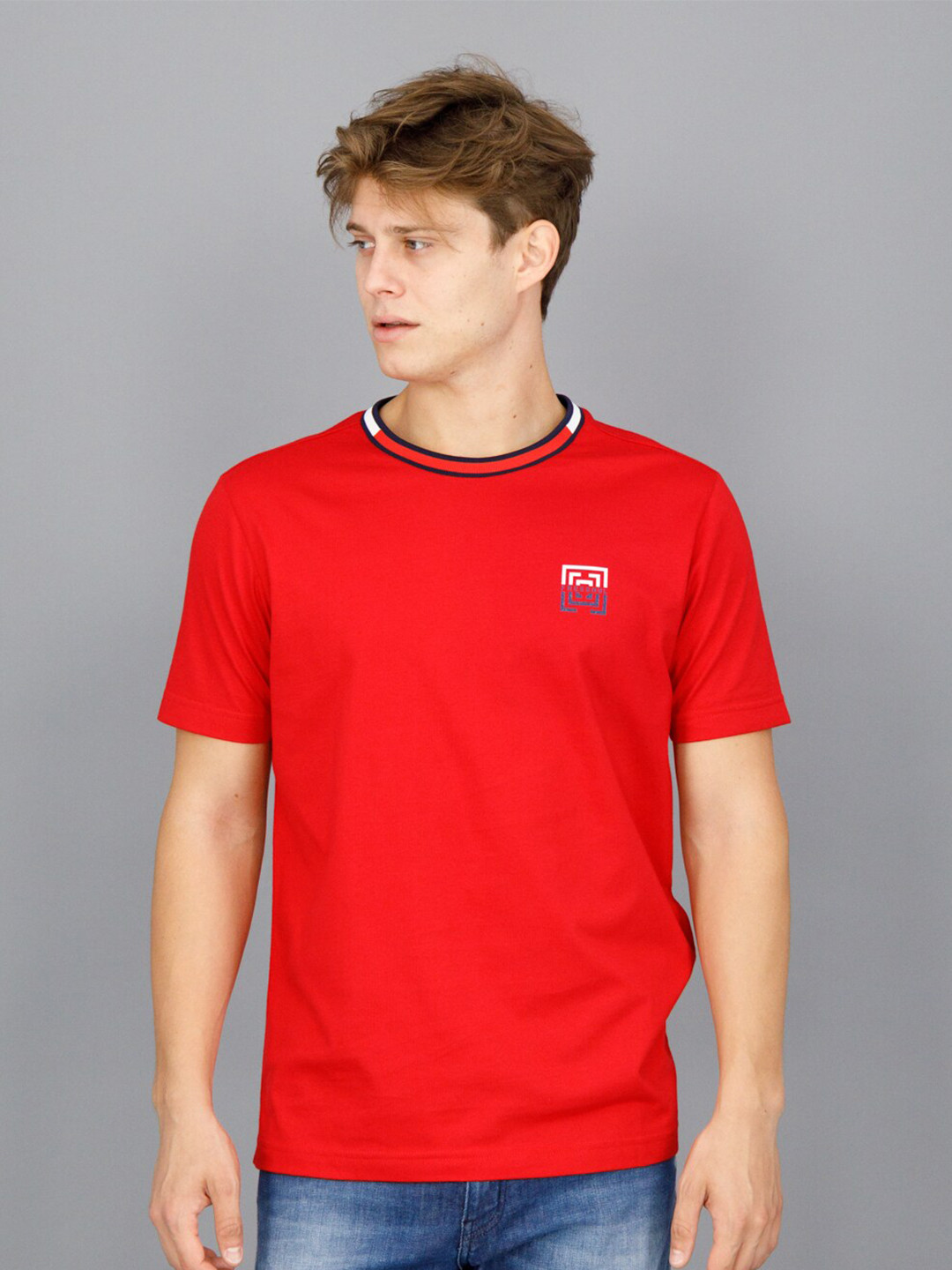 

FREESOUL Men Red Pure Cotton T-shirt