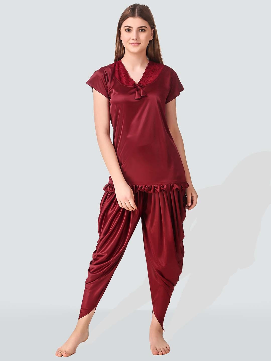 

Romaisa Women Maroon Night suit