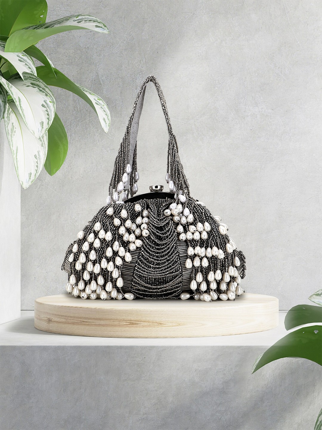 

Anekaant Tasselled Purse Clutch, Grey