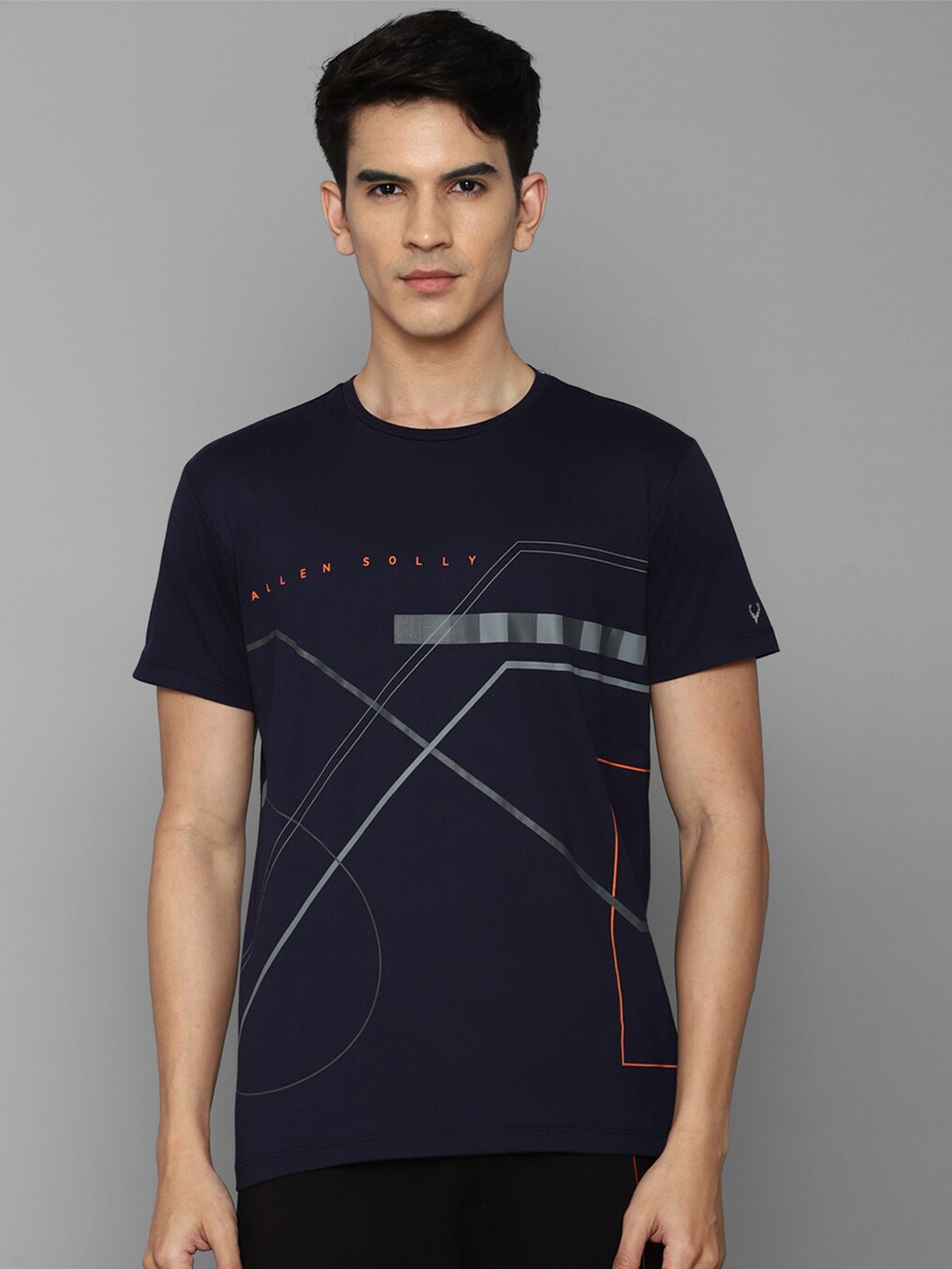 

Allen Solly Men Navy Blue Printed Cotton T-shirt