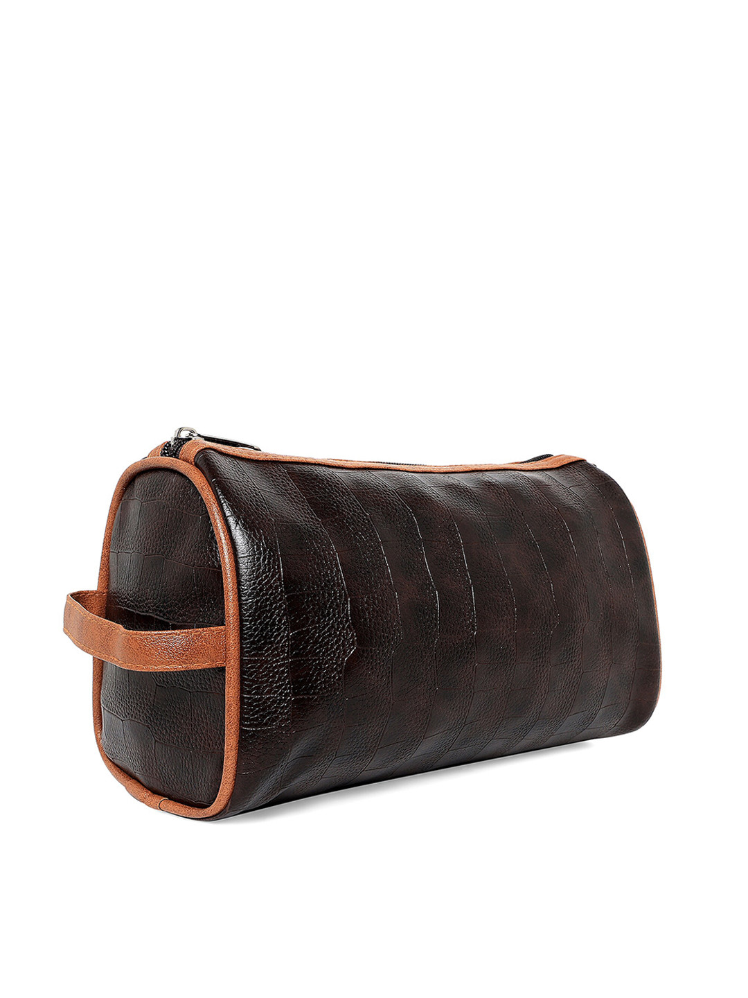 

MBOSS Brown Solid Faux Leather Toiletry Pouch
