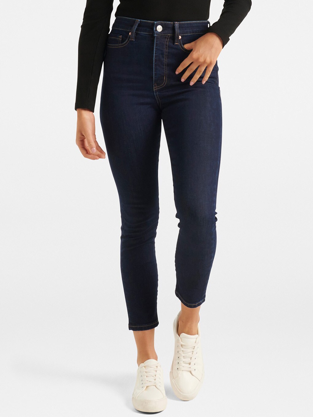 

Forever New Women Navy Blue Skinny Fit High-Rise Stretchable Jeans