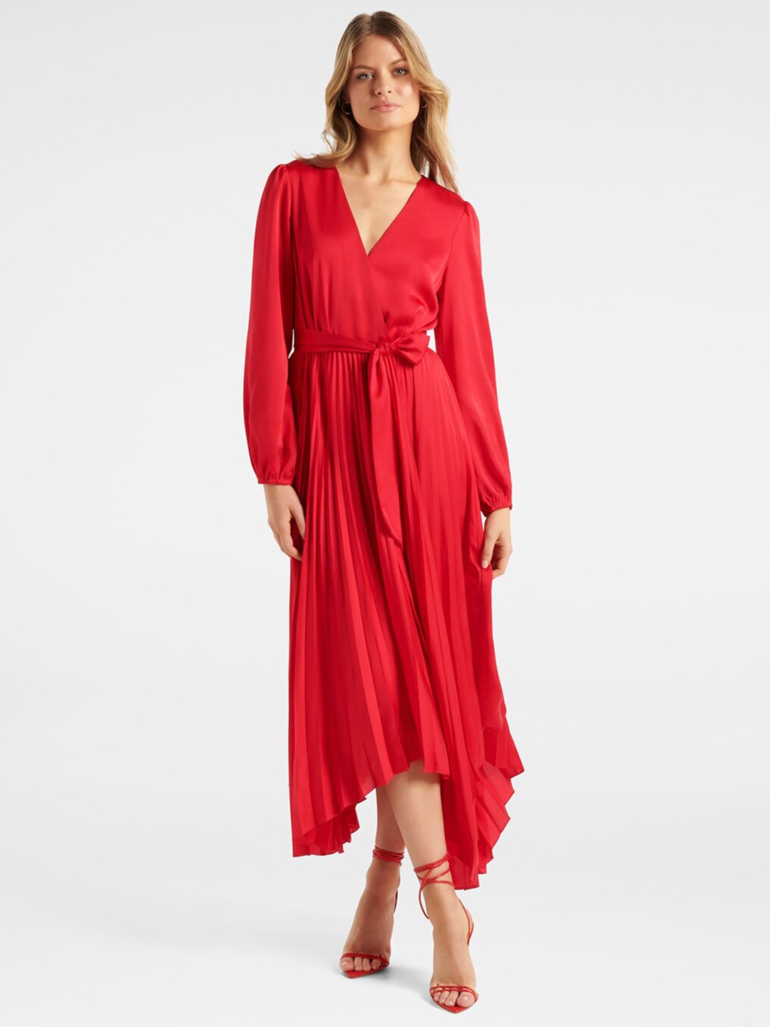 

Forever New Red Satin Midi Dress