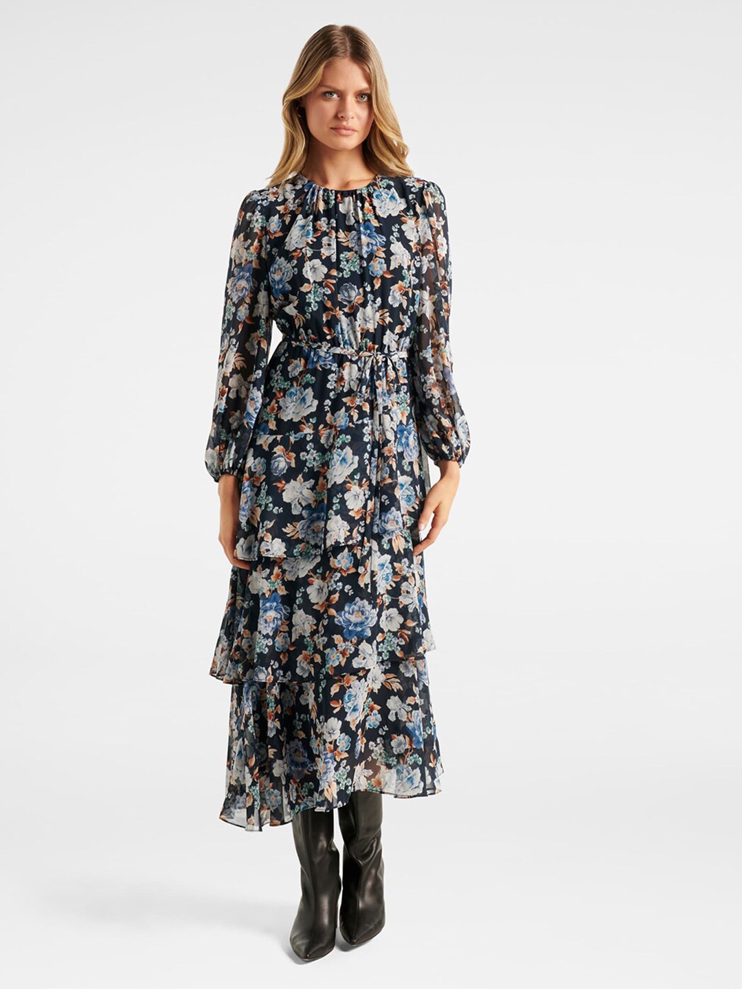 

Forever New Black Floral Midi Dress