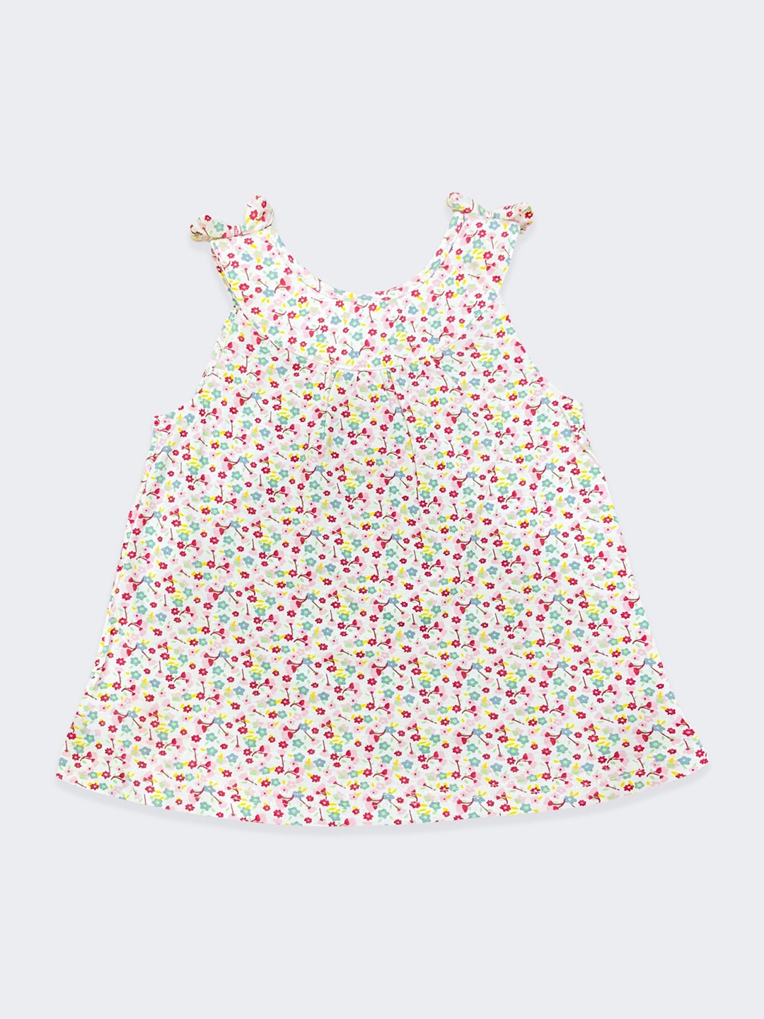 

Born Babies Pink & Off White Floral A-Line Dress
