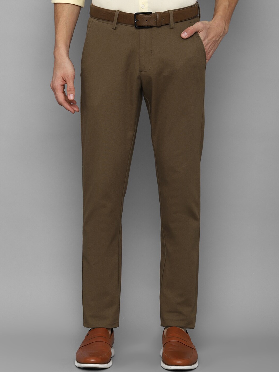 

Allen Solly Men Brown Cotton Slim Fit Trousers