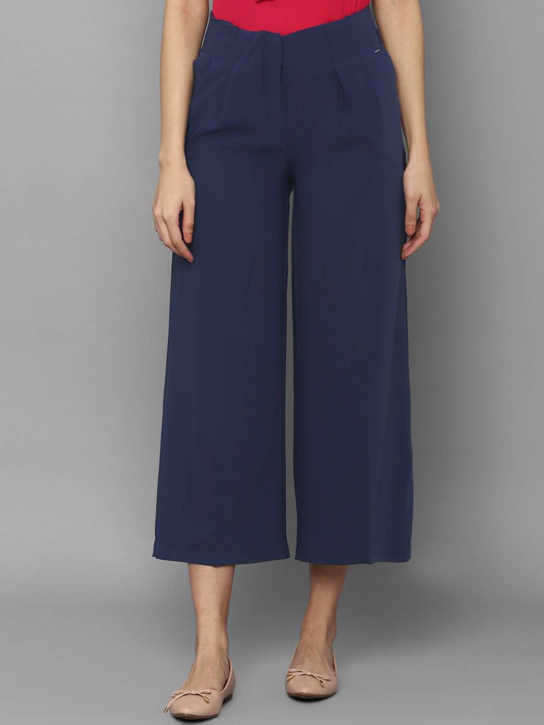 

Allen Solly Woman Women Navy Blue Pleated Culottes Trousers