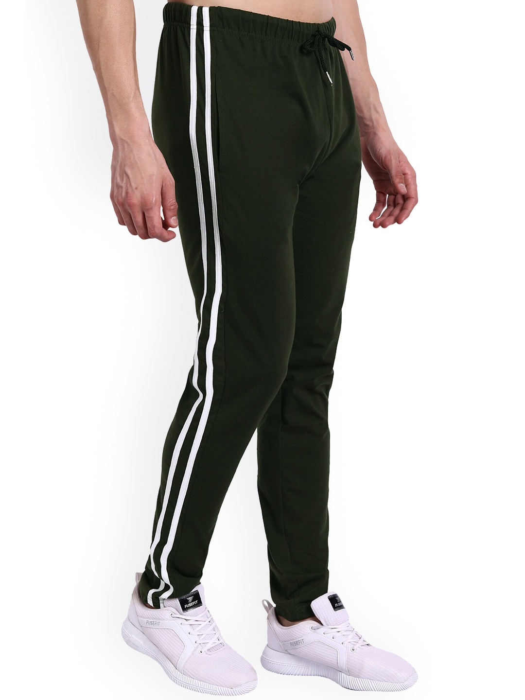 

PEPPYZONE Men Olive Green Solid Track Pants
