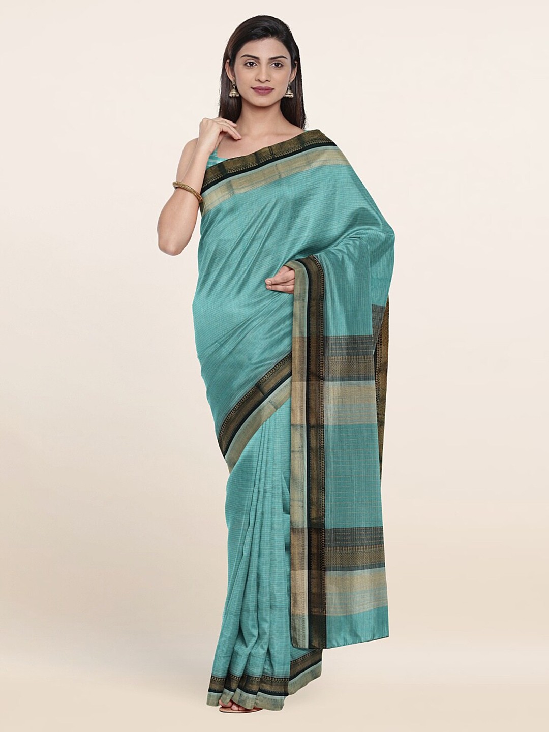 

Pothys Blue & Black Zari Silk Cotton Saree