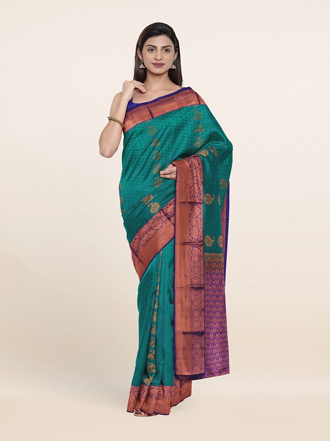 

Pothys Blue & Purple Woven Design Zari Pure Silk Saree