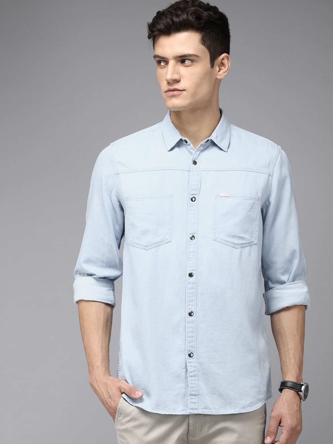 

THE BEAR HOUSE Men Slim Fit Casual Shirt, Blue