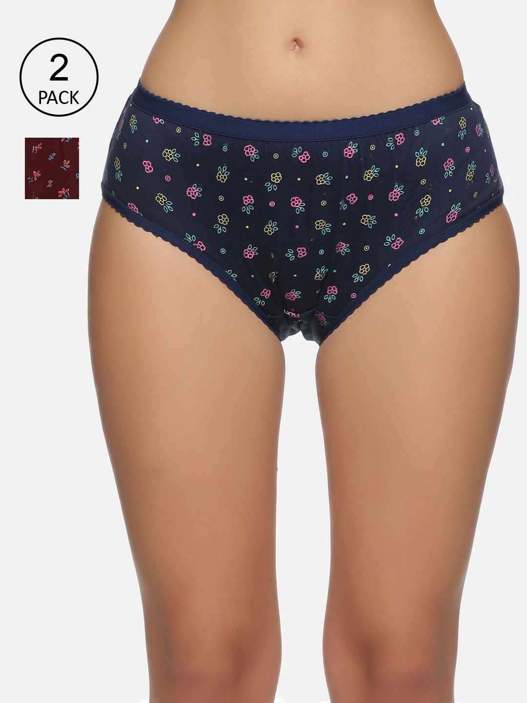

NOT YET by us Women Pack of 2 Assorted Cotton Hipster Briefs MY-107-NYB525-PK2-XL