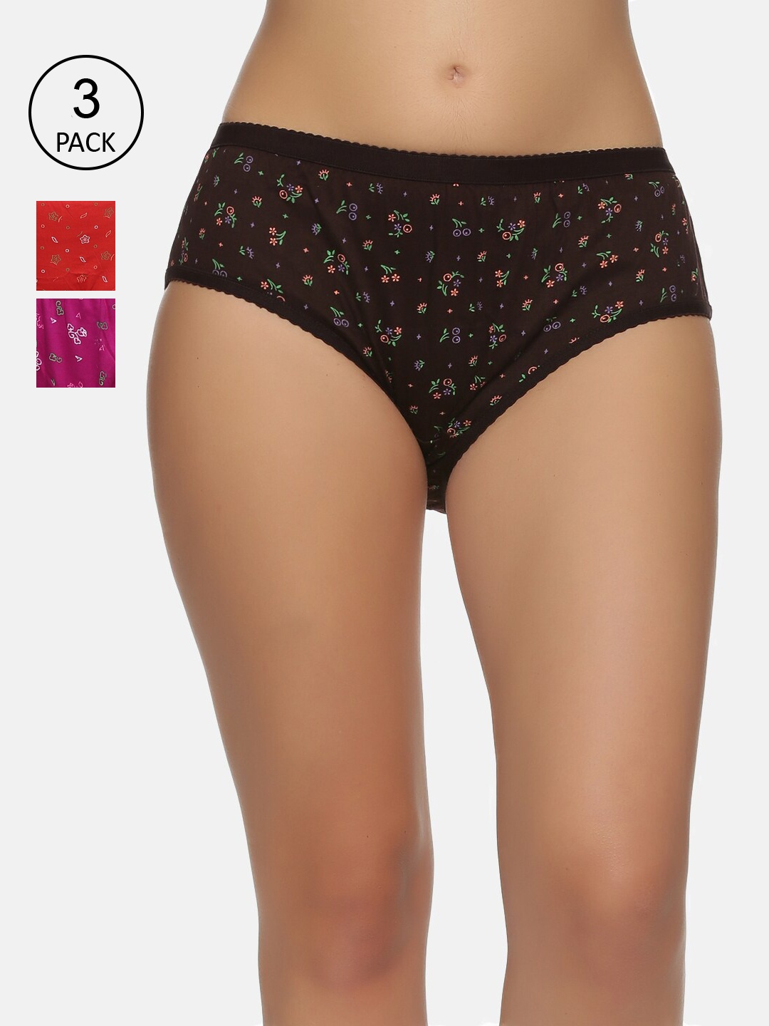 

NOT YET by us Pack Of 3 Assorted Cotton Hipster Briefs