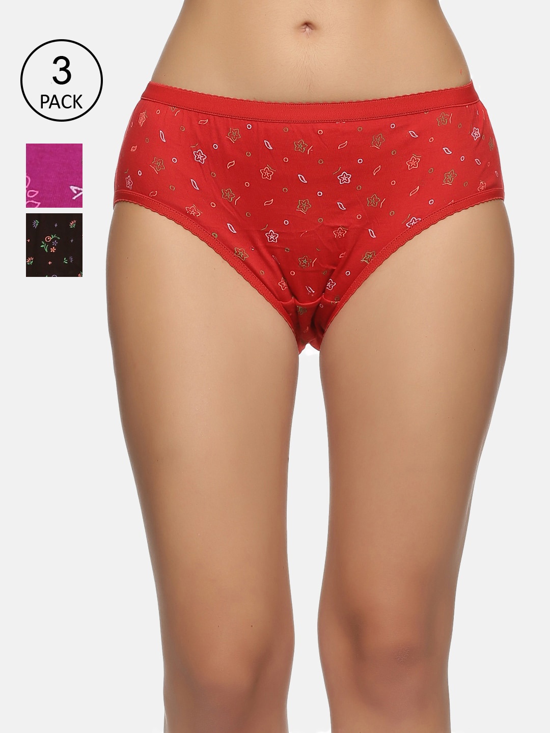 

NOT YET by us Women Pack of 3 Assorted Midrise Cotton Hipster Briefs