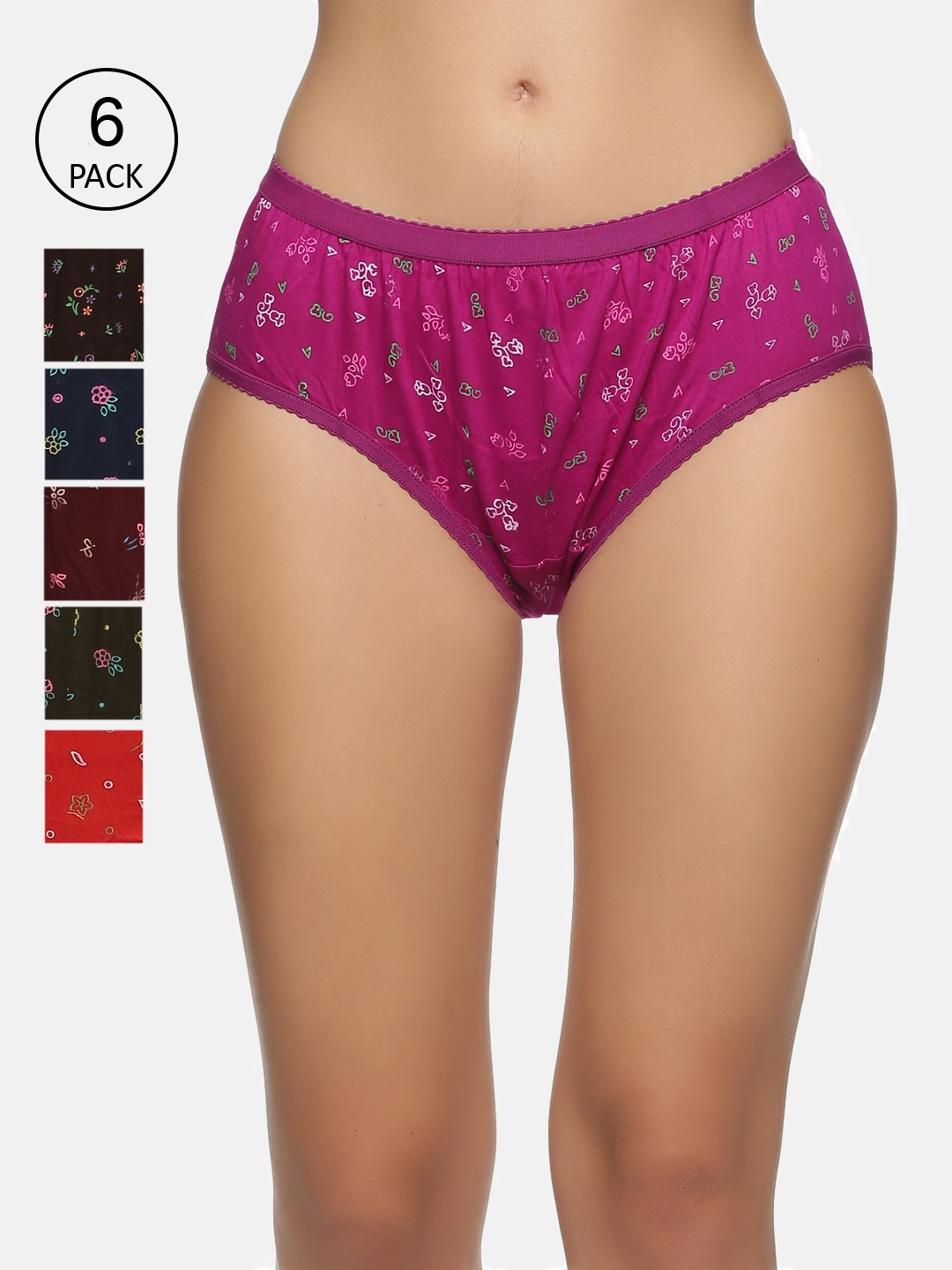 

NOT YET by us Women Pack of 6 Assorted Cotton Hipster Briefs MY-107-NYB525-PK6-S