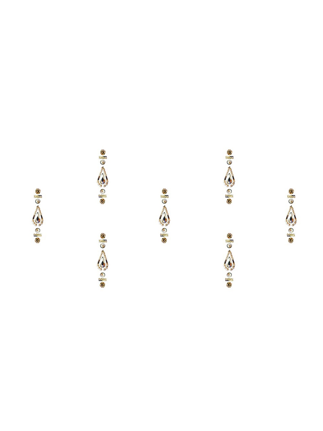 

Comet Busters 7 Pcs Embellished Reusable Designer Bindis - Gold-Toned