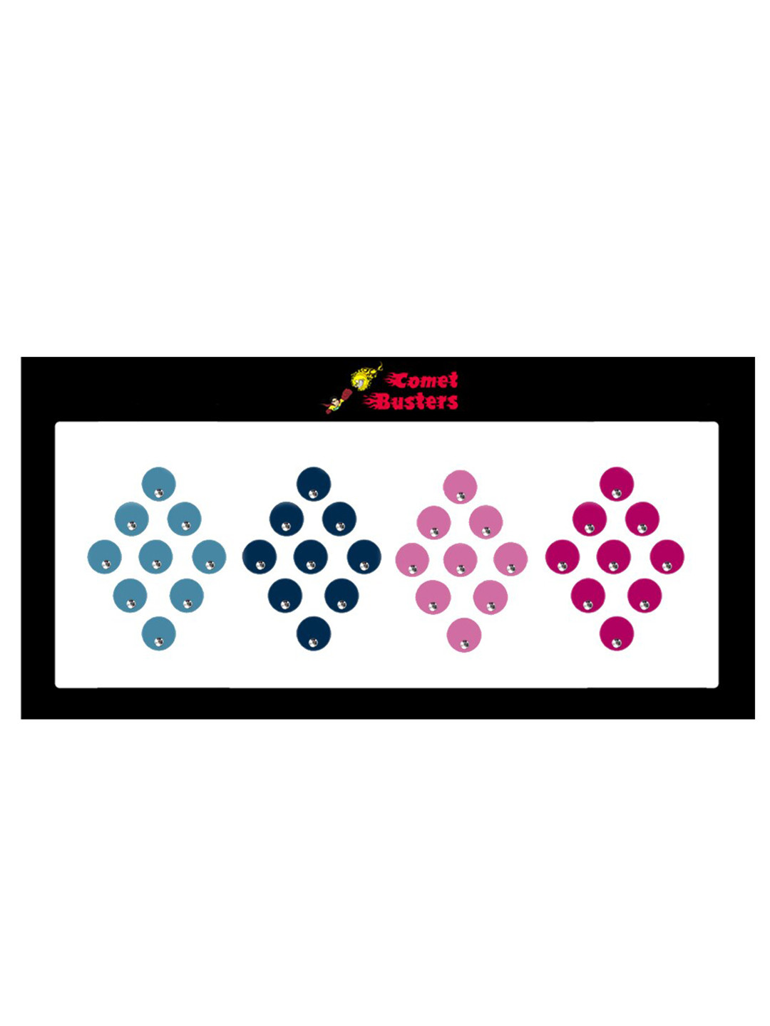 

Comet Busters 36 Pcs Embellished Reusable Bindis - Blue & Pink