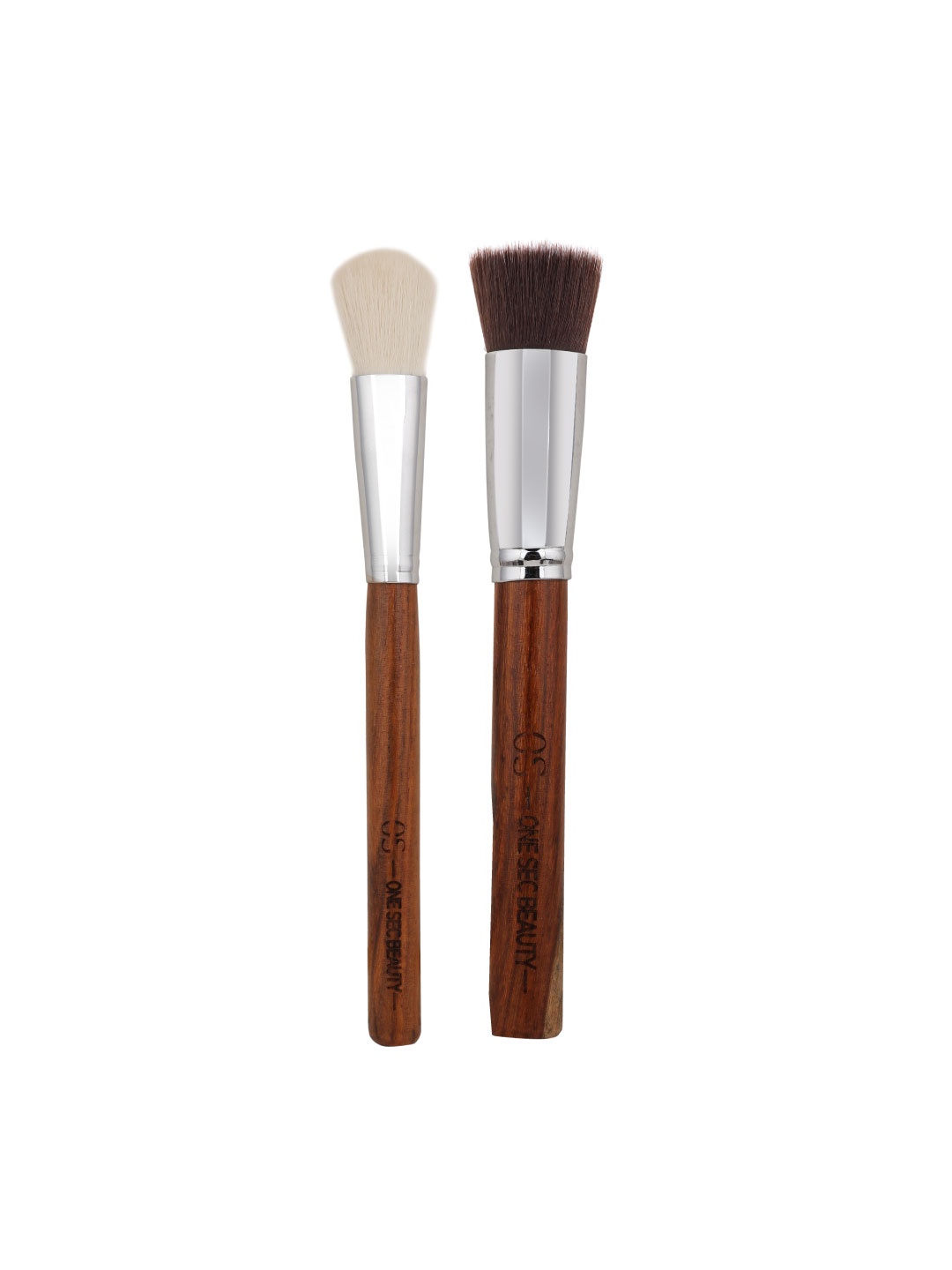 

One Sec Beauty Set of 2 Foundation & Blush Make Up Brushes, Brown