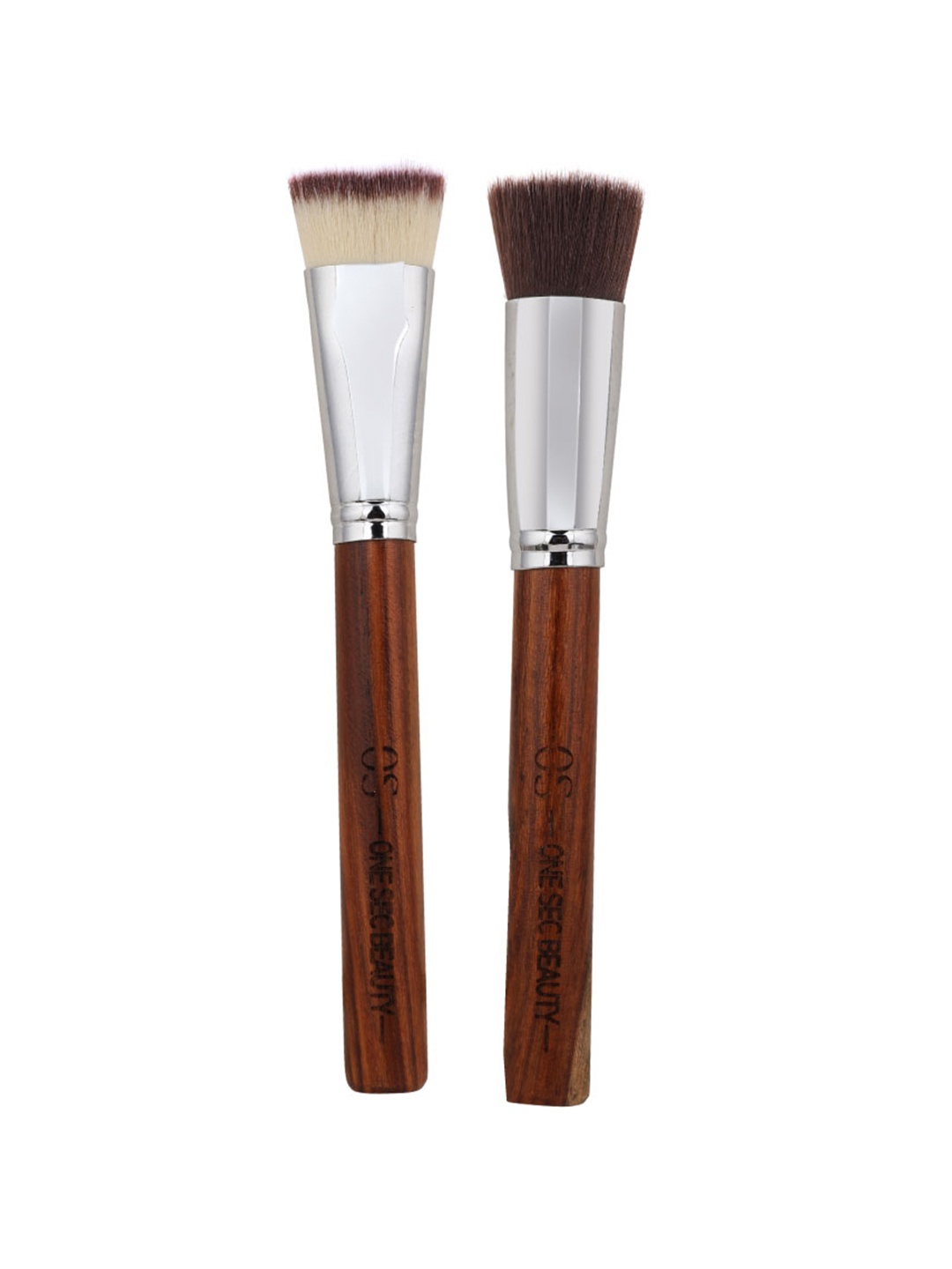 

One Sec Beauty Set of 2 Foundation & Countouring Brushes, Brown