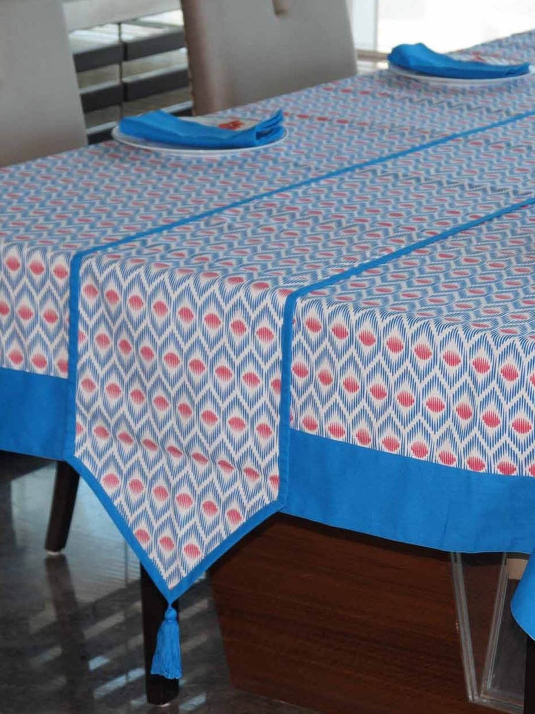 

Lushomes Set of 6 Cotton Linen Table Cloth, Blue