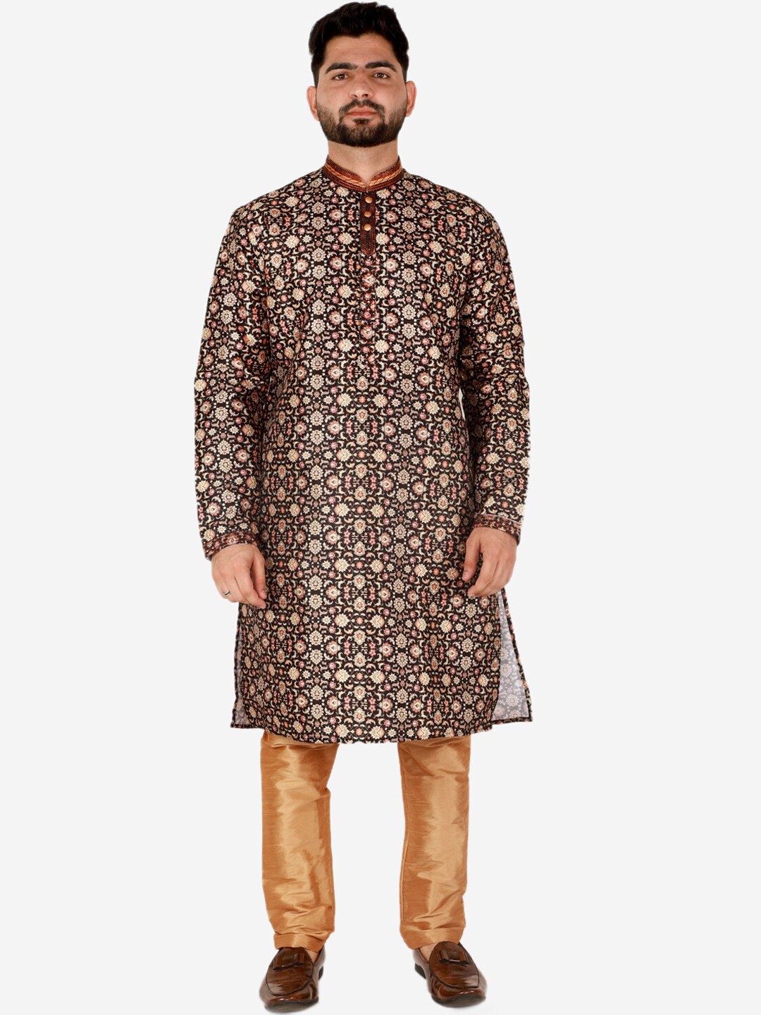 

Pro-Ethic STYLE DEVELOPER Men Ethnic Motifs Printed Pure Silk Kurta with Pyjamas, Black