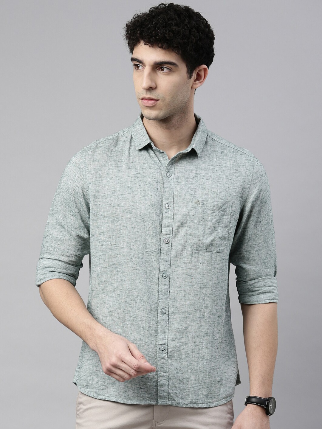 

Chennis Men Green Slim Fit Casual Shirt