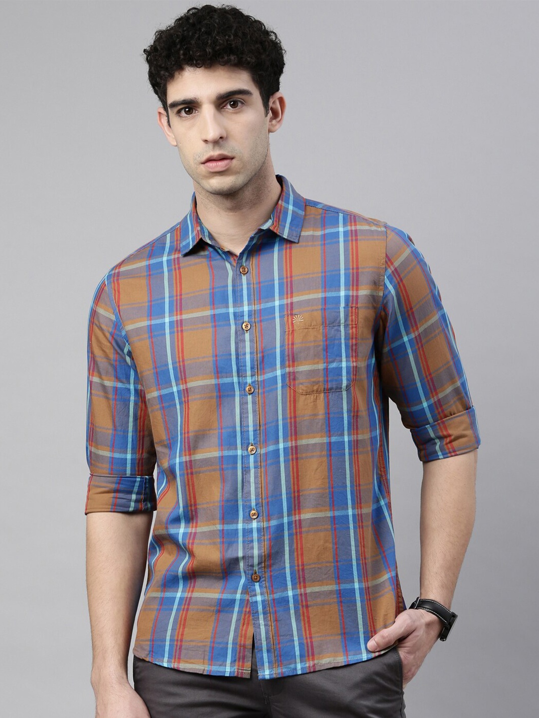 

Chennis Men Blue Slim Fit Tartan Checked Casual Shirt