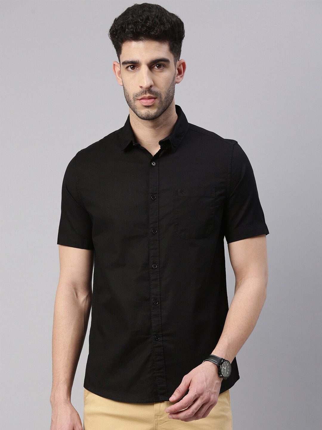 

Chennis Men Black Slim Fit Casual Shirt