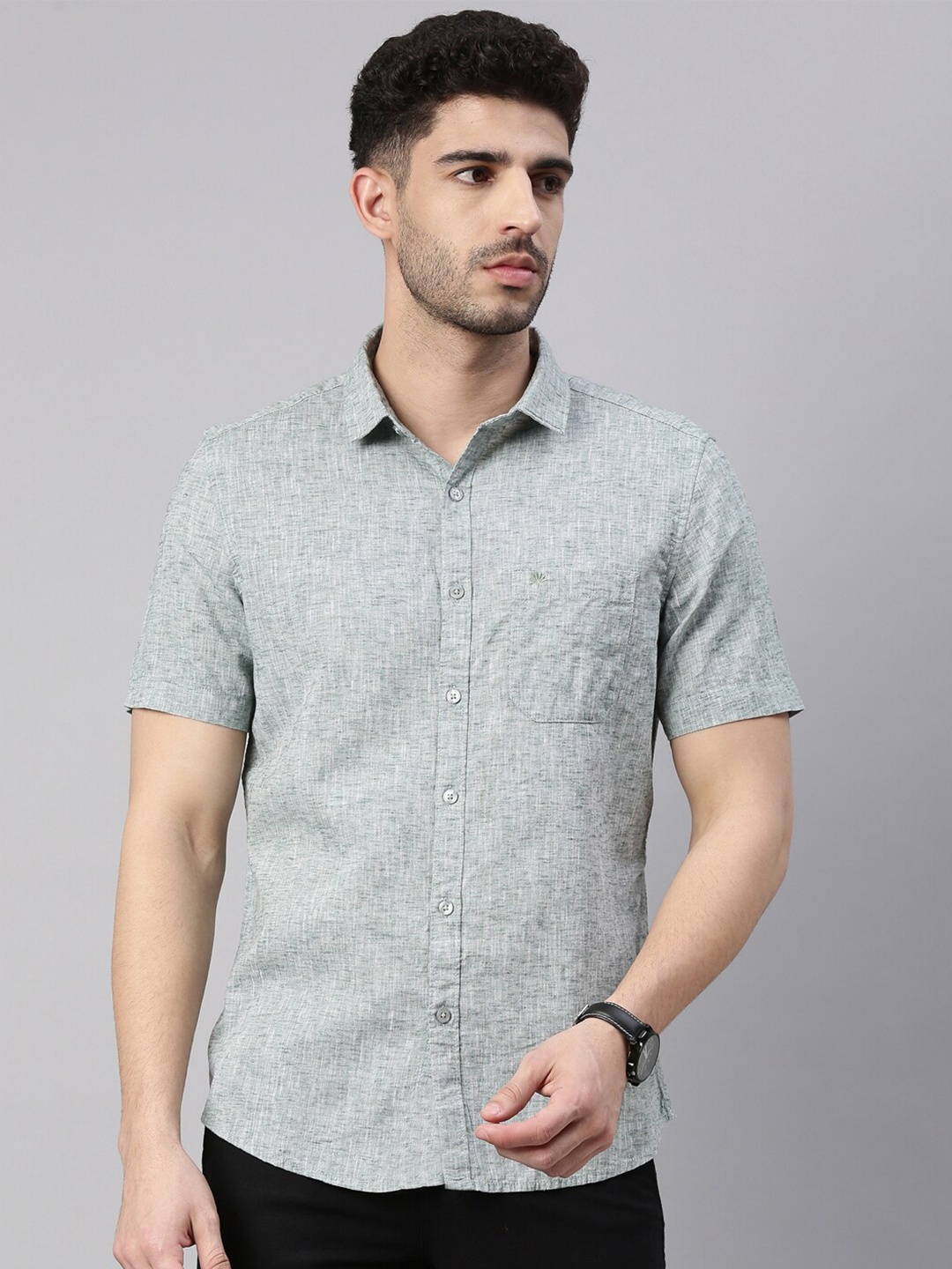 

Chennis Men Green Slim Fit Cotton Casual Shirt