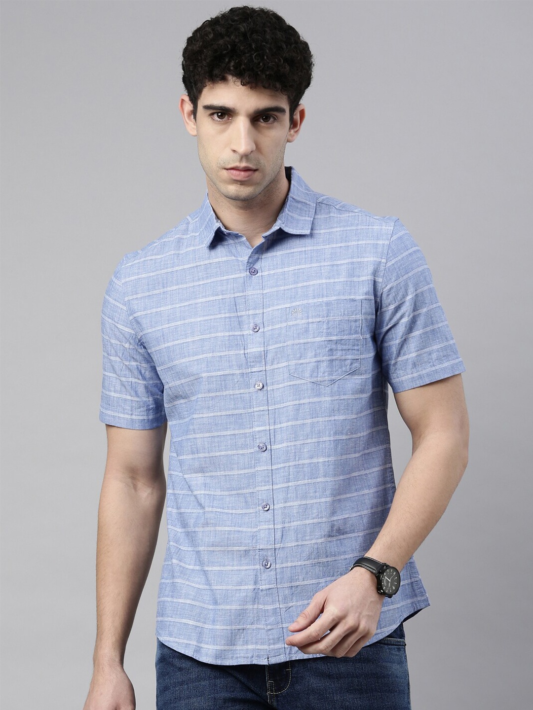 

Chennis Men Blue Slim Fit Casual Shirt