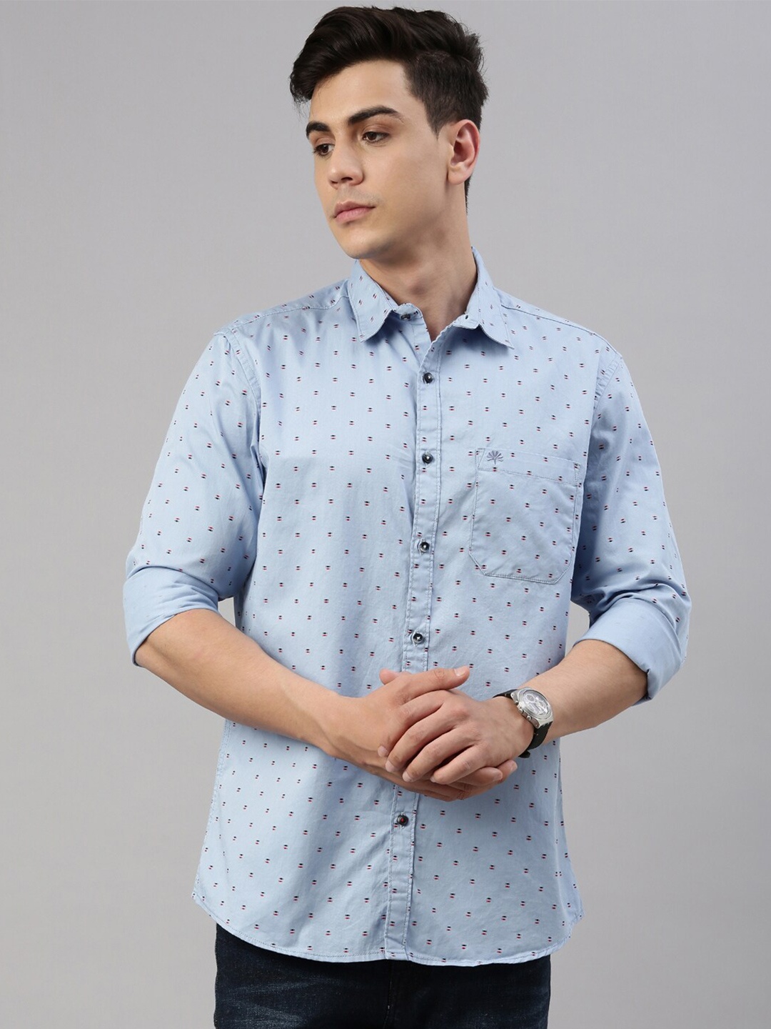 

Chennis Men Blue Slim Fit Printed Casual Shirt