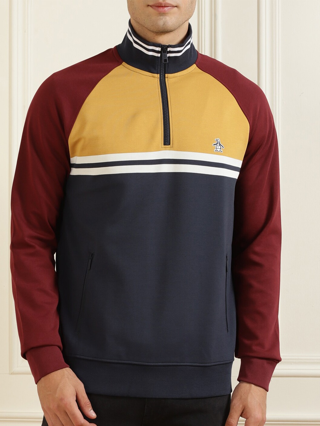 

Original Penguin Men Maroon Colourblocked Sweatshirt