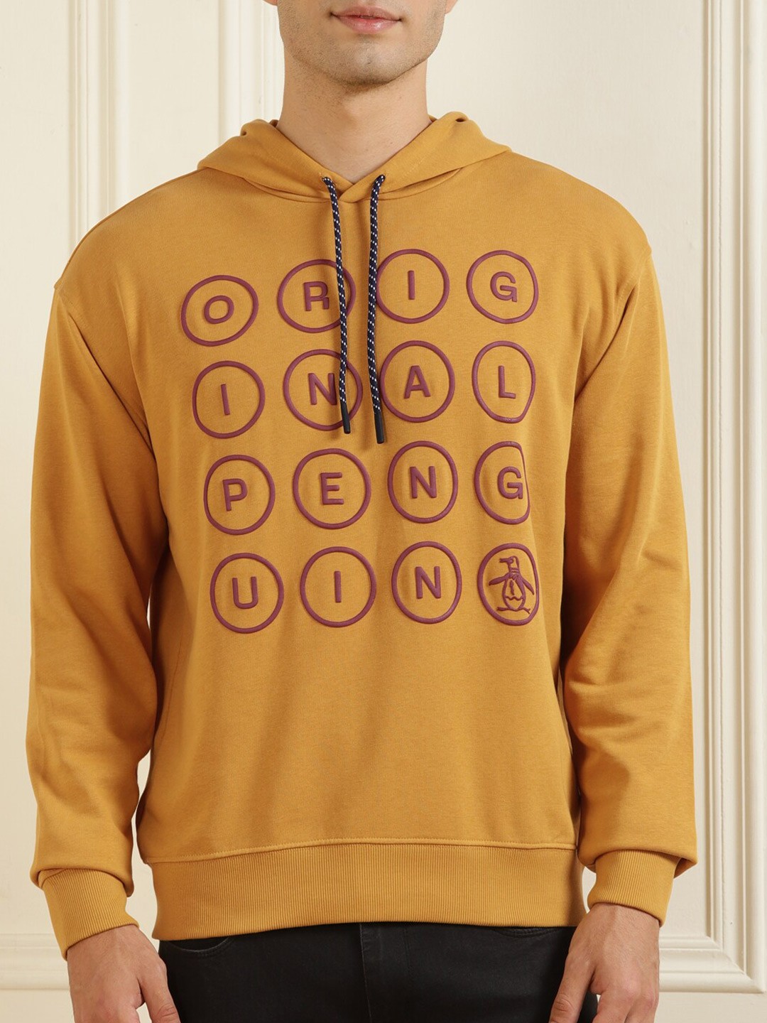 

Original Penguin Men Yellow Printed Hooded Sweatshirt