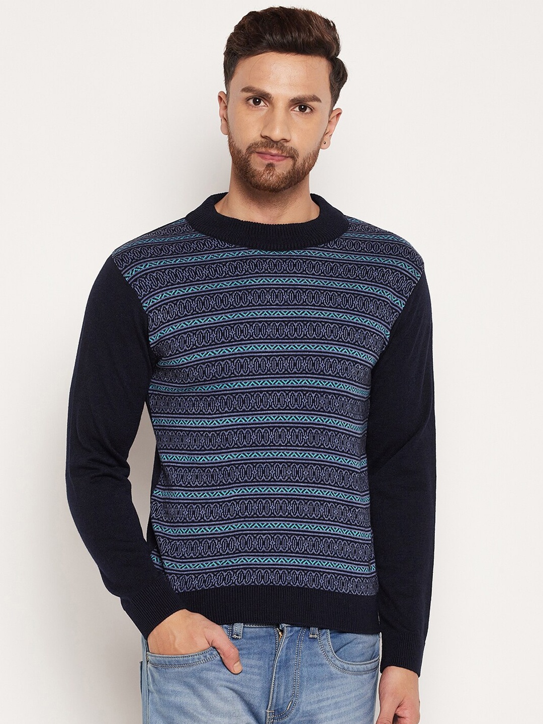 

Duke Men Blue & Black Printed Pullover