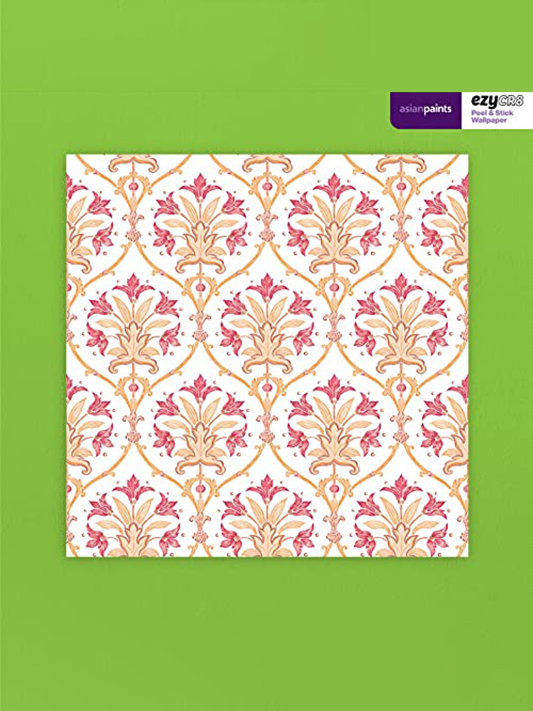 Asian Paints Orange EzyCR8 Victorian Floral Self Adhesive Wallpaper