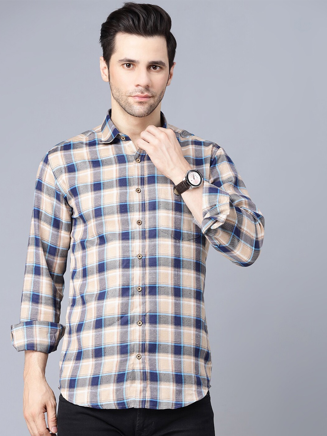 

MR KAMEEJ Men Multicoloured Comfort Tartan Checks Checked Casual Shirt, Multi