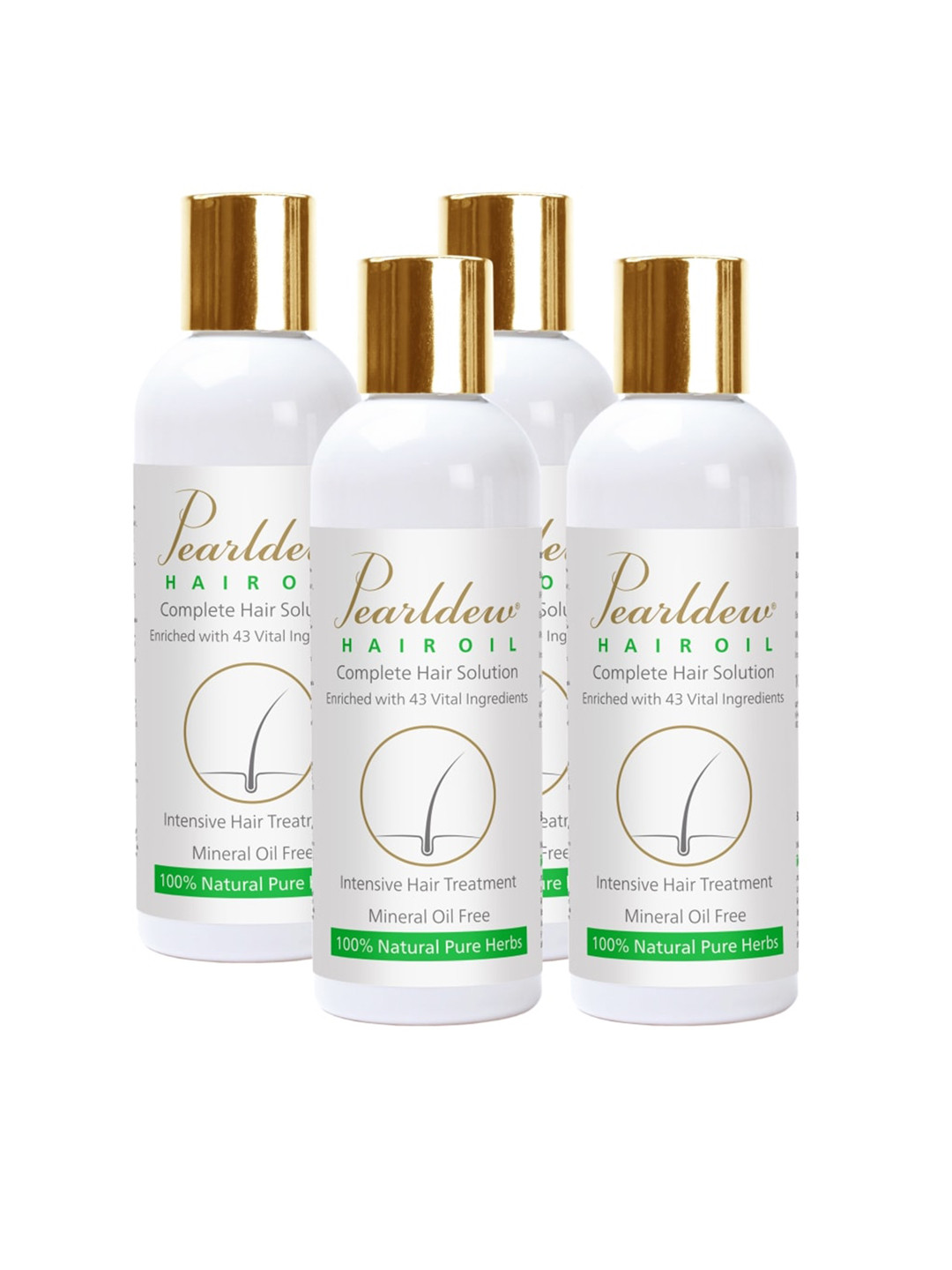 

Pearldew Pack Of 4 Complete Hair Solution with 43 Vital Ingredients Oil 100 ml Each, White