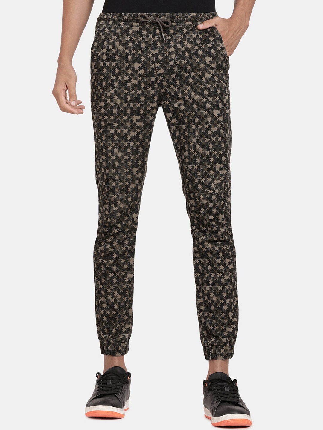 

t-base Men Olive Green Printed Cotton Joggers