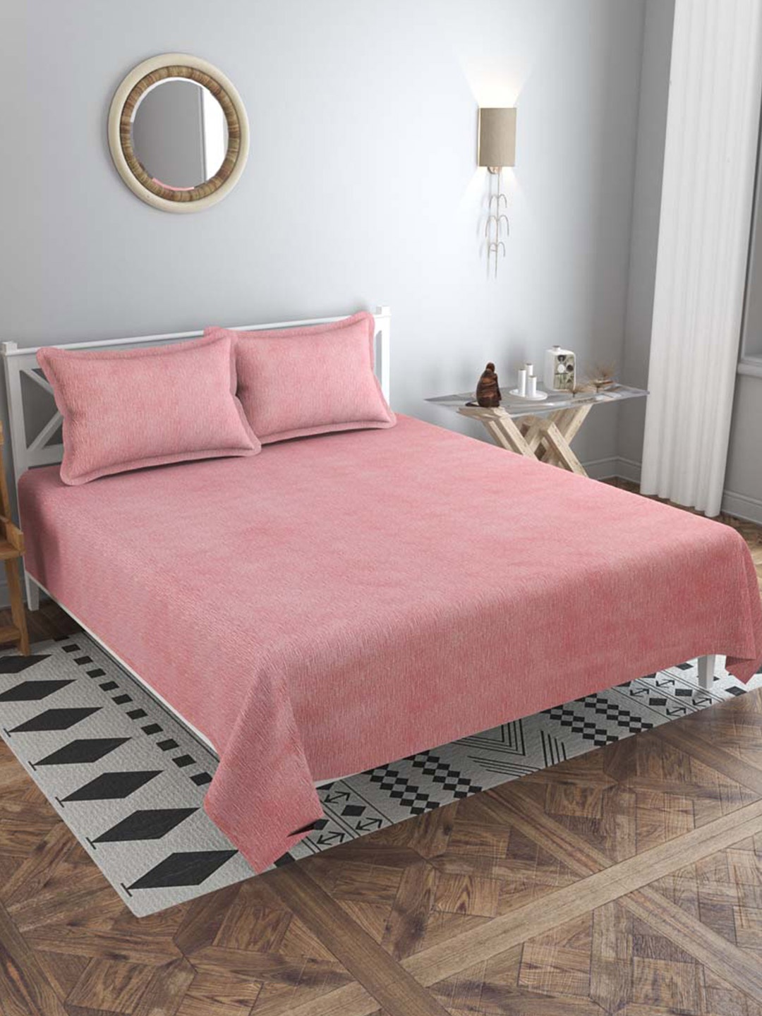 

Slushy Mushy Peach-Coloured 300 TC King Bedsheet with 2 Pillow Covers