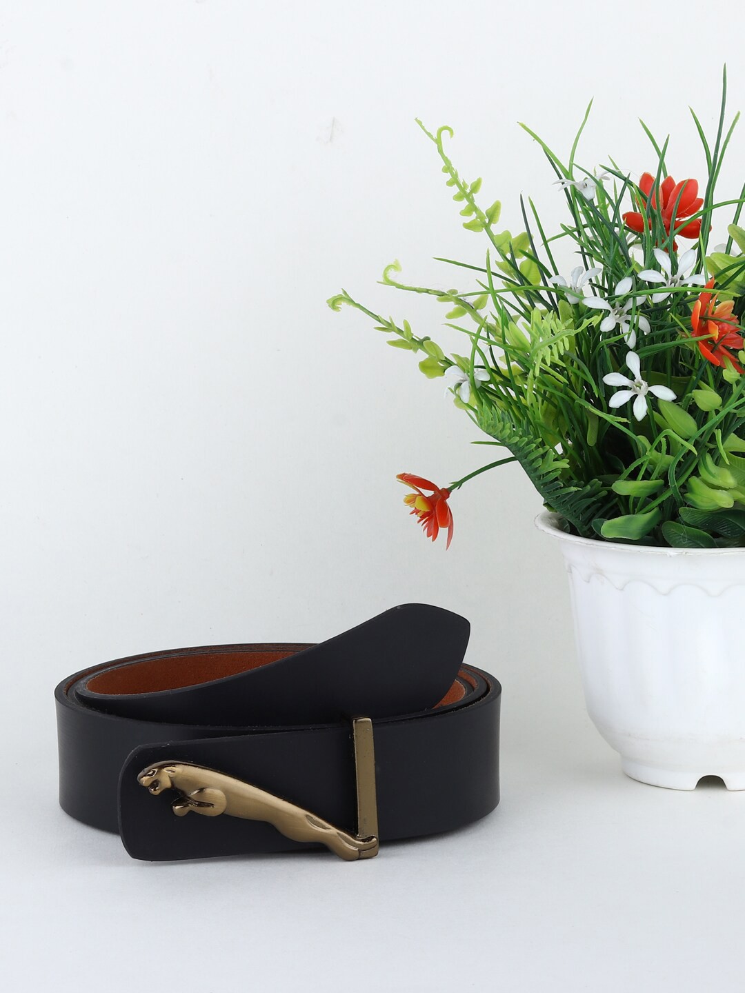 

Swiss Design Men Leather Belt, Black