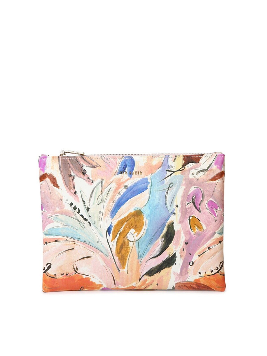 

Ted Baker Women Abstract Print Leather Pouch, Peach