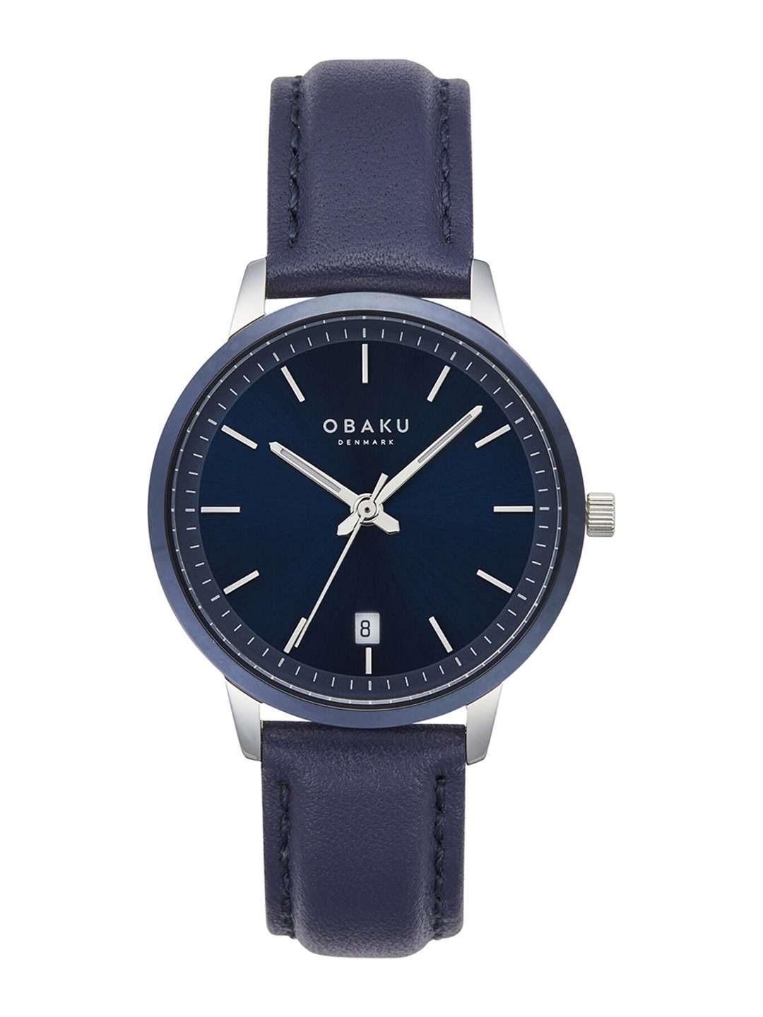 

Obaku Women Blue Brass Embellished Dial & Blue Leather Straps Analogue Watch V270LDHLRL