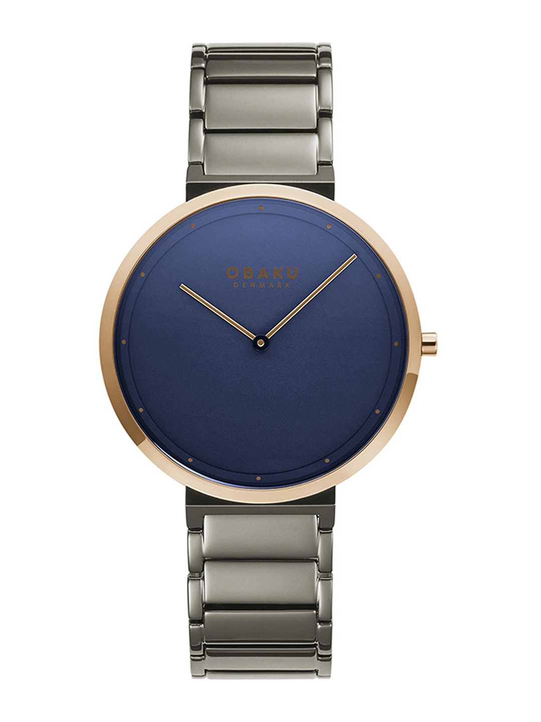 

Obaku Men Blue Brass Dial & Grey Stainless Steel Analogue Watch V258GXDLSJ-Blue