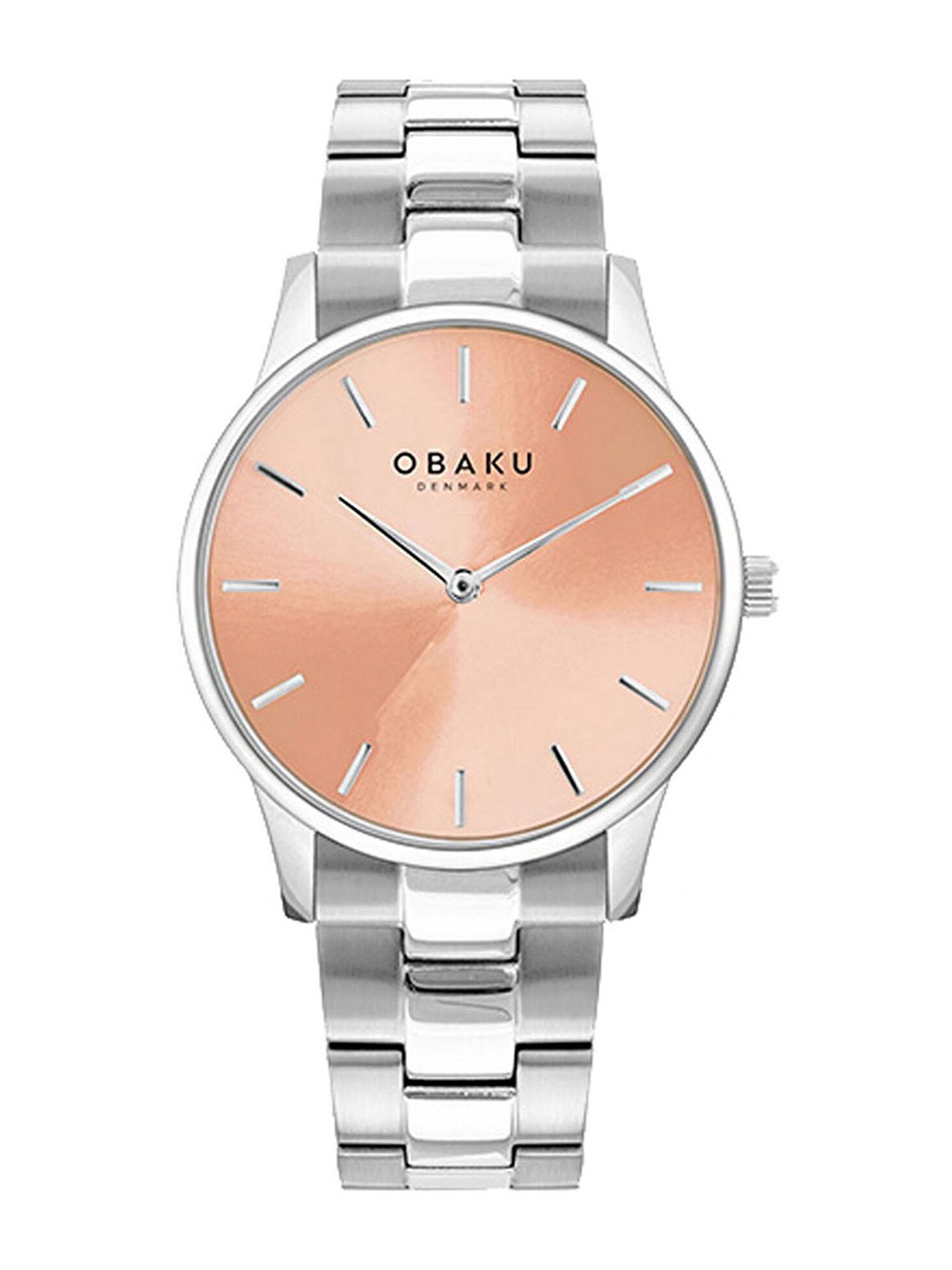 

Obaku Women Pink Brass Dial & Silver Toned Stainless Steel Bracelet Style Straps Analogue Watch