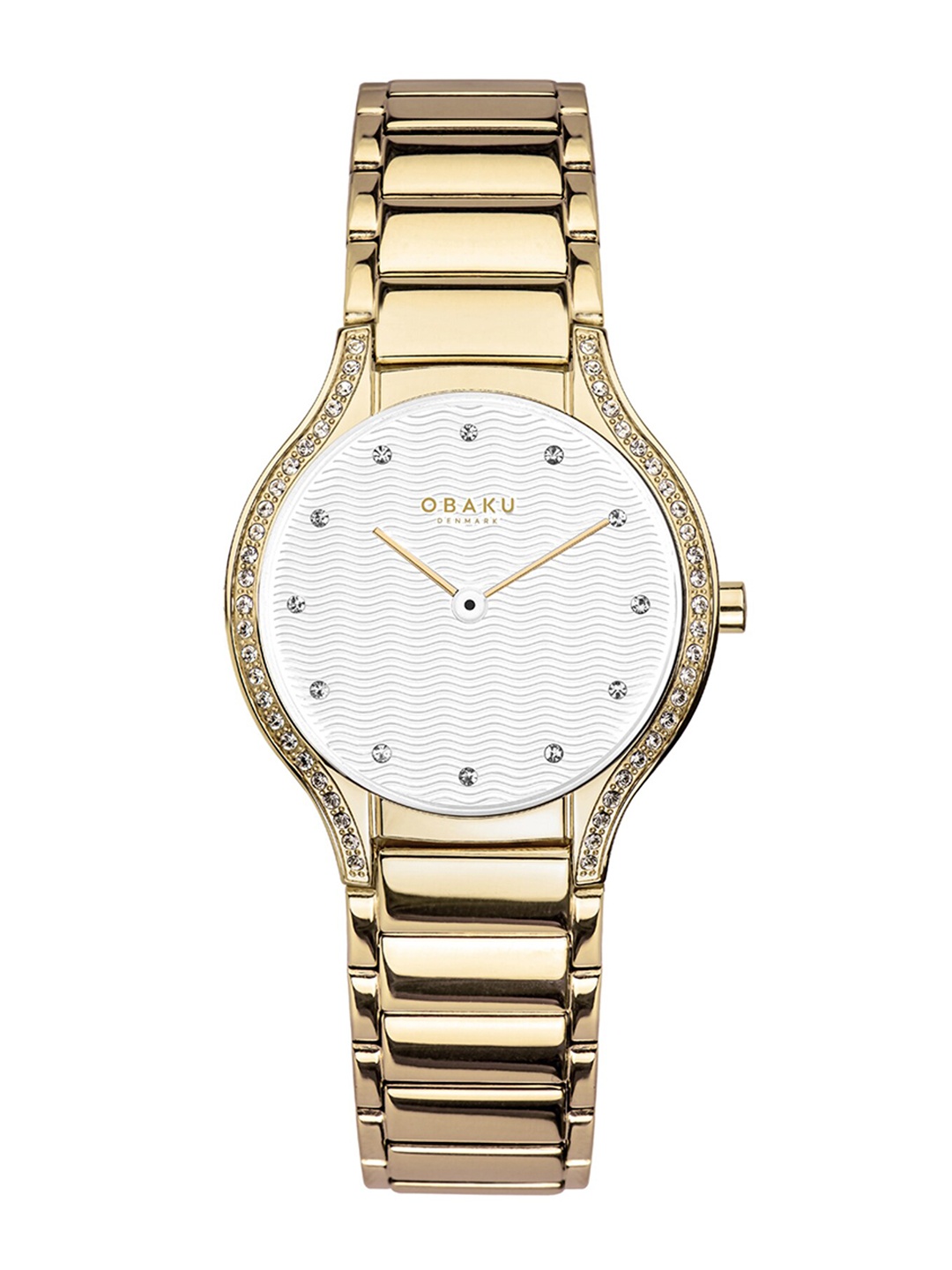 

Obaku Women Silver-Toned Brass Patterned Dial & Gold Toned Stainless Steel Straps Analogue Watch V276LEGISG