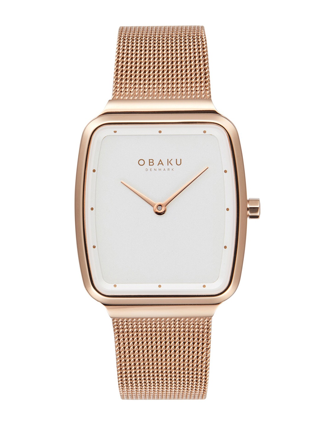 

Obaku Women Silver-Toned Brass Embellished Dial & Rose Gold-Plated Stainless Steel Bracelet Style Straps Watch V267LXVIMV