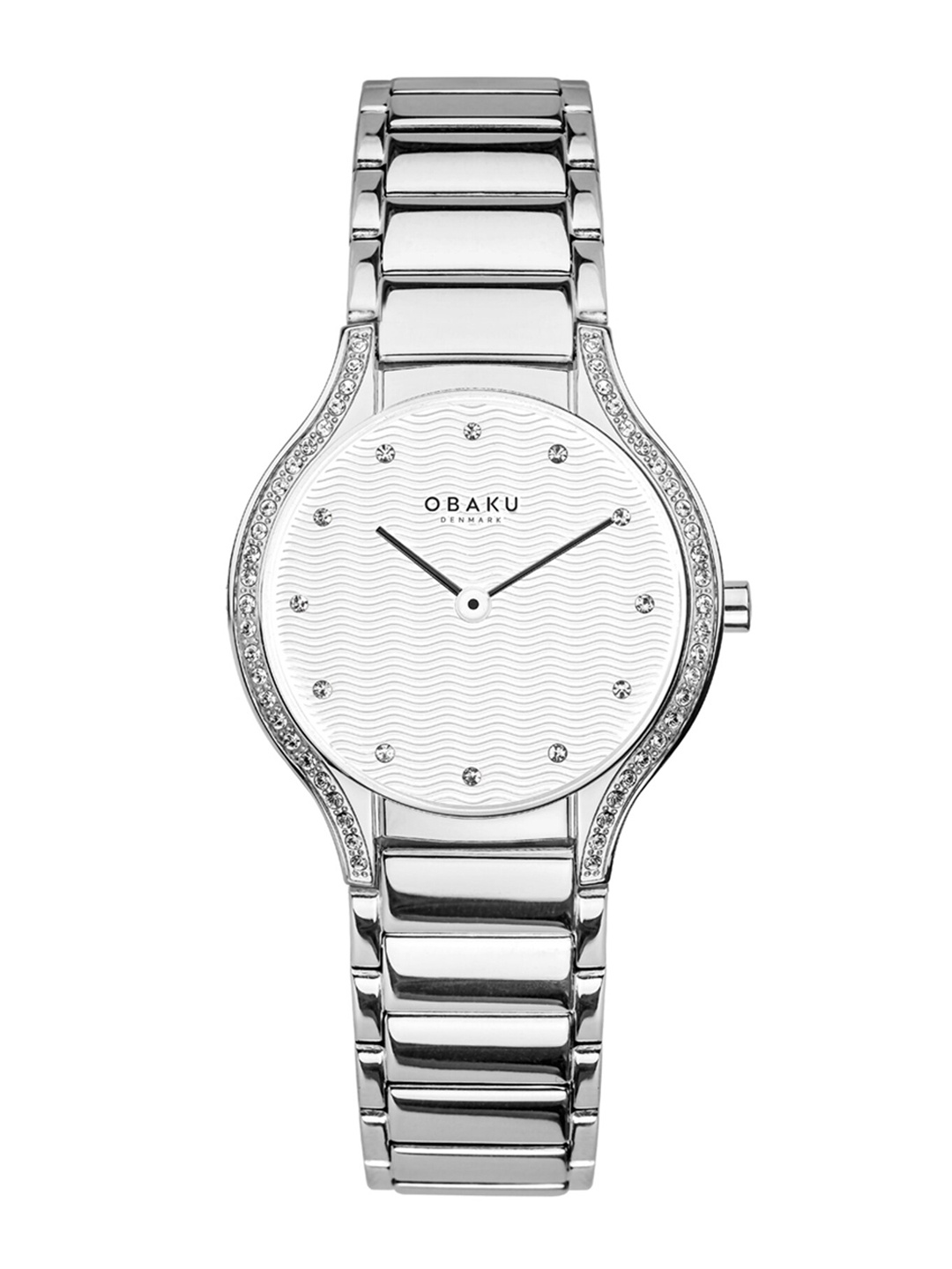 

Obaku Women Silver-Toned Brass Embellished Dial & Silver Toned Stainless Steel Straps Analogue Watch V276LECISC