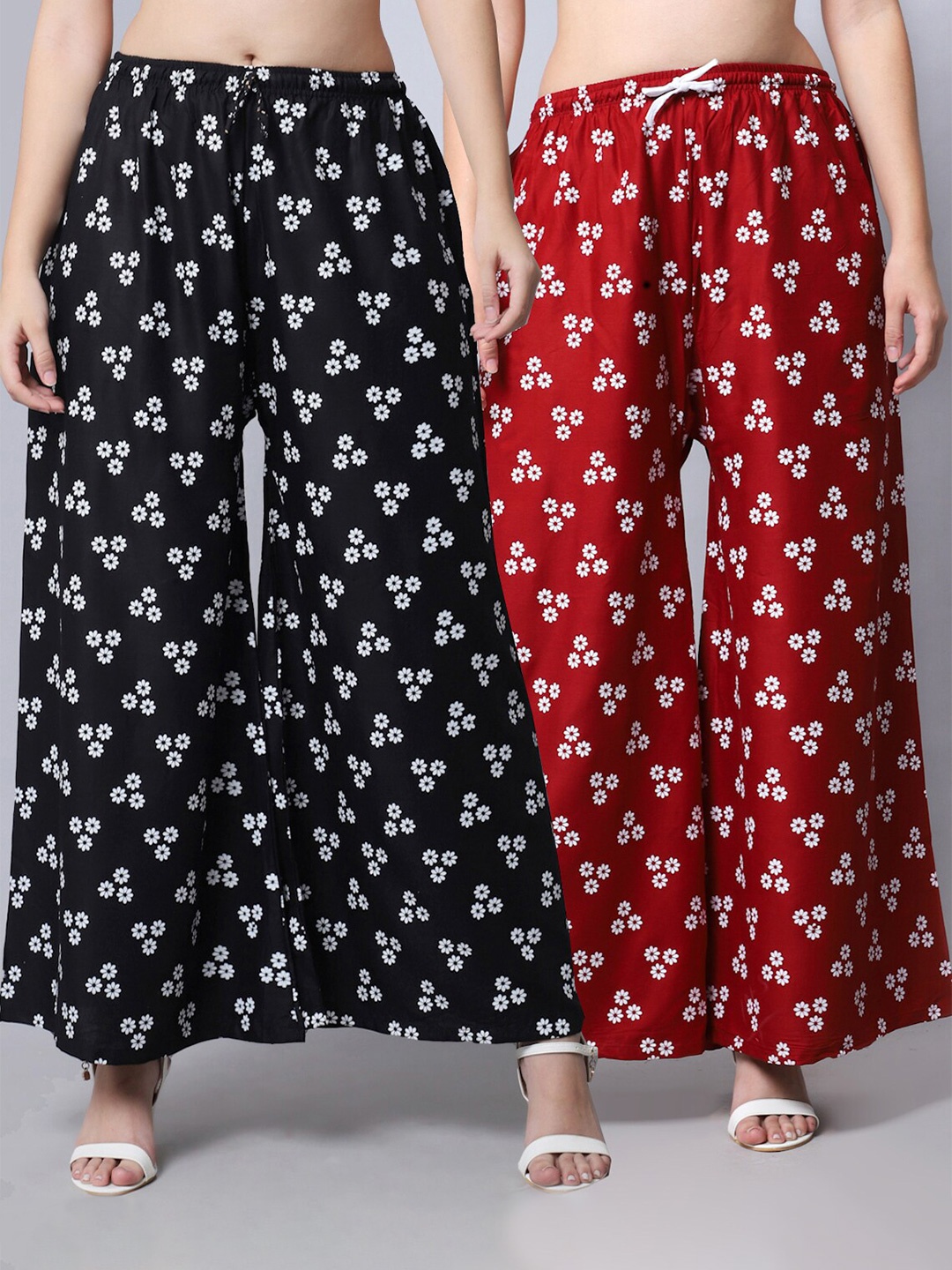 

GRACIT Women Black & Maroon Pack Of 2 Ethnic Motifs Printed Palazzos