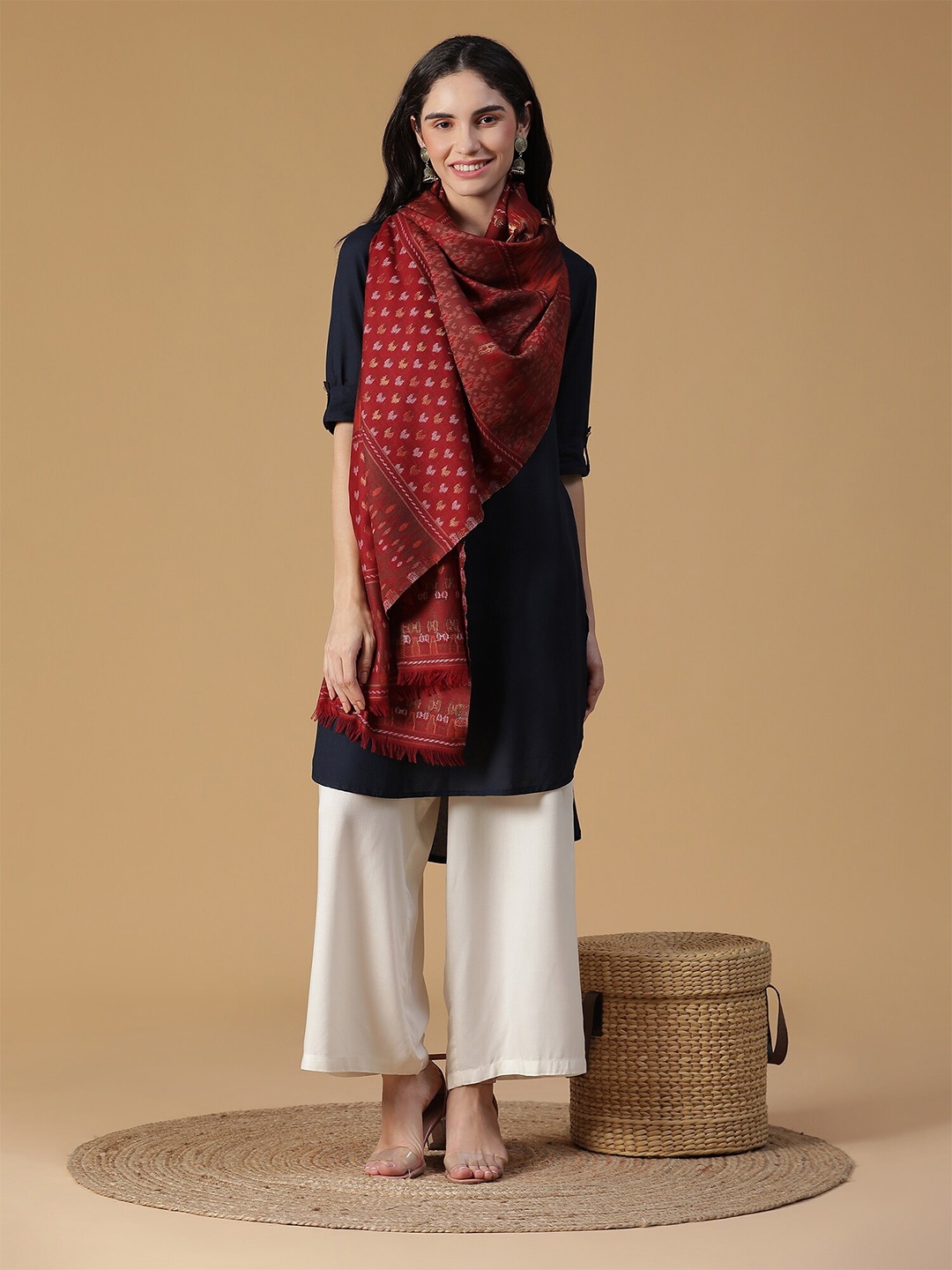 

SHINGORA Women Red Printed Stole